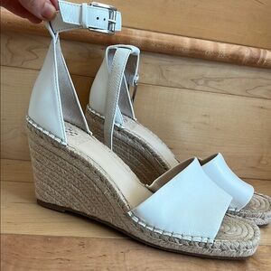 White leather Wedge Sandals